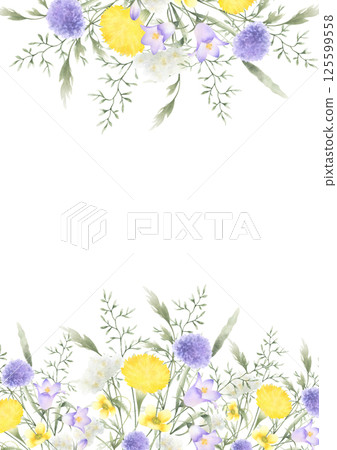 Wildflowers bellflower, dandelion, yarrow and meadow grasses. Hand drawn isolated watercolor rectangular frame of yellow lilac field flowers with copy space for wedding invitation and rustic postcard Wildflowers bellflower, dandelion, yarrow and meadow grasses. Hand drawn isolated watercolor rectangular frame of yellow lilac field flowers with copy space for wedding invitation and rustic postcard 125599558