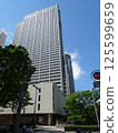 Landscape of the office town looking up at a skyscraper 125599659