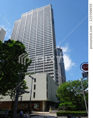 Landscape of the office town looking up at a skyscraper Landscape of the office town looking up at a skyscraper 125599659