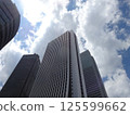 Landscape of the office town looking up at a skyscraper 125599662