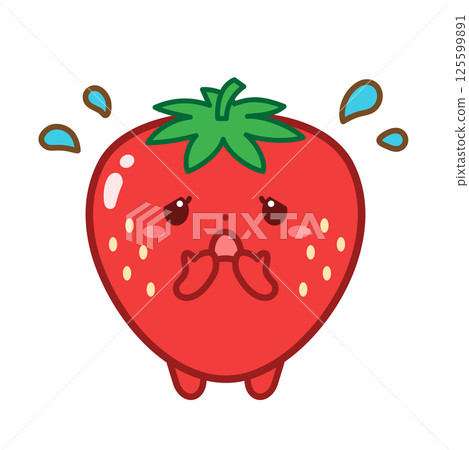 Strawberry character illustration with a worried face 125599891