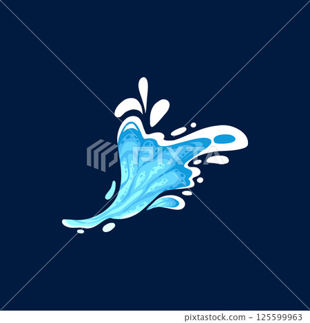 Aqua water splash. Liquid water drops, blue transparent splashes, water flows and waves flat vector illustration icon. Clean water splash collection on dark blue Aqua water splash. Liquid water drops, blue transparent splashes, water flows and waves flat vector illustration icon. Clean water splash collection on dark blue 125599963