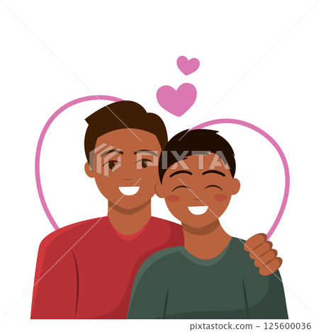 Happy cute valentine couple. Vector Happy cute valentine couple. Vector 125600036