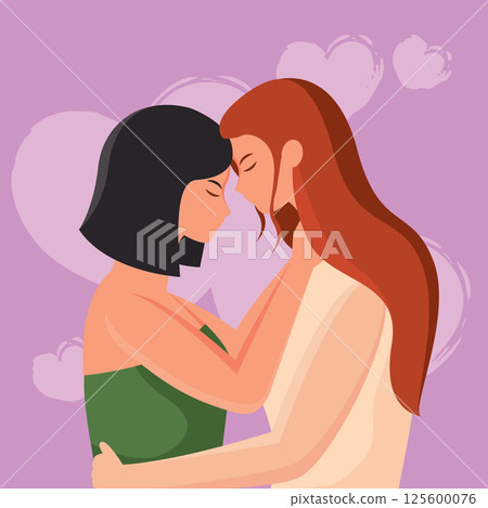 Happy cute valentine couple. Vector Happy cute valentine couple. Vector 125600076