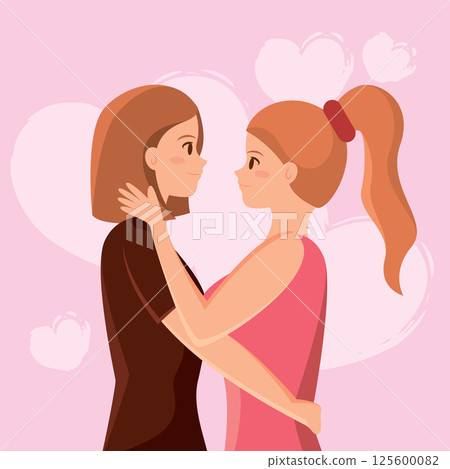 Happy cute valentine couple. Vector Happy cute valentine couple. Vector 125600082