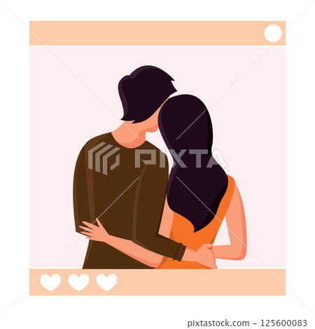 Happy cute valentine couple. Vector Happy cute valentine couple. Vector 125600083
