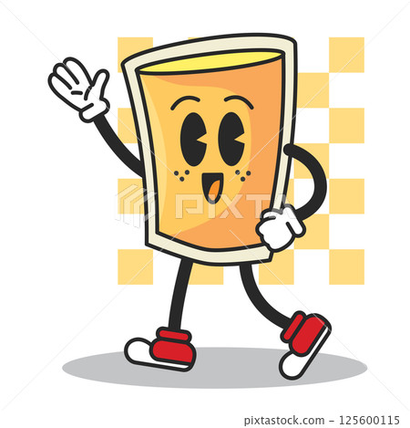 Happy orange juice cup. Vector 125600115