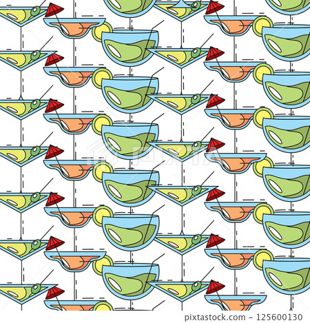 Cocktail glasses pattern. Vector 125600130