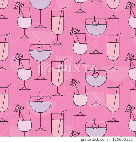 Cocktail glasses pattern. Vector 125600132