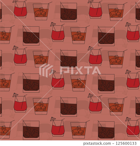 Cocktail glasses pattern. Vector 125600133