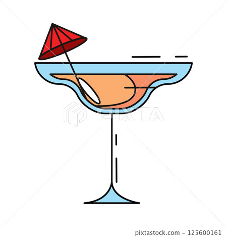 Colored cocktail with straw. Vector 125600161