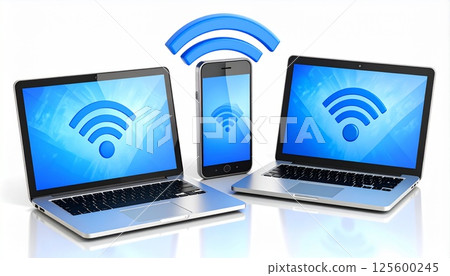 Illustration of tethering from smartphone to PC and tablet Illustration of tethering from smartphone to PC and tablet 125600245
