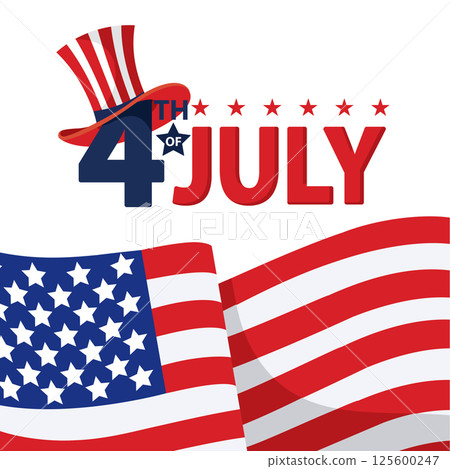 Hat and flag USA. Vector 125600247