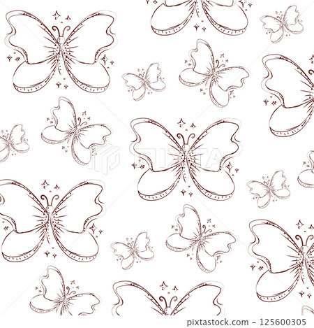 Butterfly sketch pattern. Vector 125600305