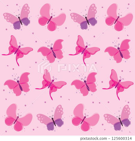Butterflies pink repeat. Vector Butterflies pink repeat. Vector 125600314