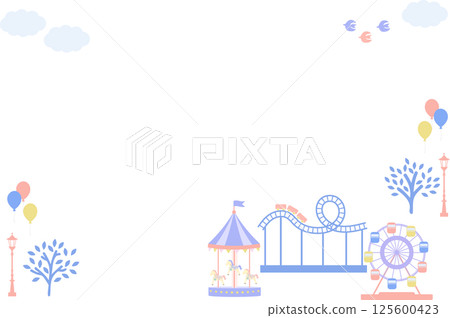 Cute amusement park background illustration frame material 125600423