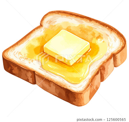 塗黃油和蜂蜜的吐司水彩插圖 - AI 生成 125600565