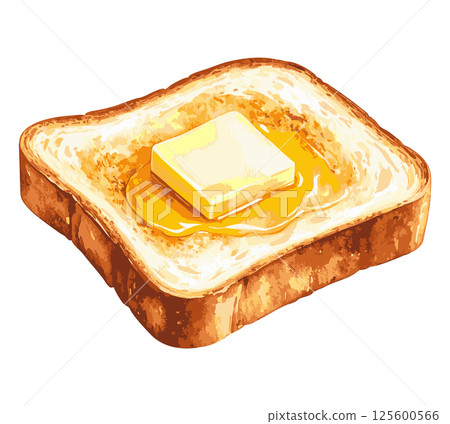 塗黃油和蜂蜜的吐司水彩插圖 - AI 生成 125600566