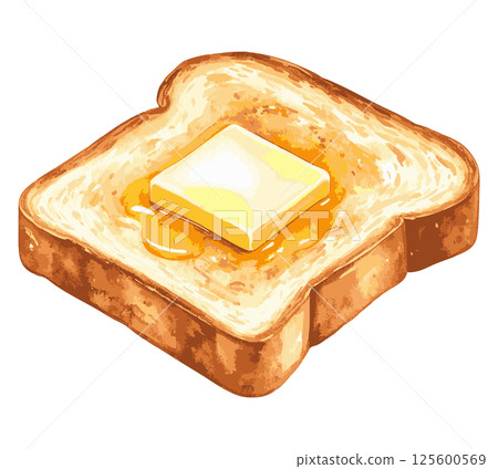 塗黃油和蜂蜜的吐司水彩插圖 - AI 生成 125600569