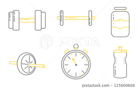 Outlined gym gear set. Vector 125600608