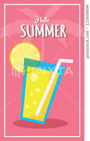 Lemon drink summer poster. Vector 125600694