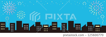 Banner, advertisement, summer, fireworks, night view, cityscape, building, silhouette, background, frame, wallpaper, illustration material Banner, advertisement, summer, fireworks, night view, cityscape, building, silhouette, background, frame, wallpaper, illustration material 125600770