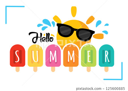 Hello summer with popsicles. Vector Hello summer with popsicles. Vector 125600885