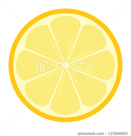 Yellow lemon citrus slice. Vector 125600905