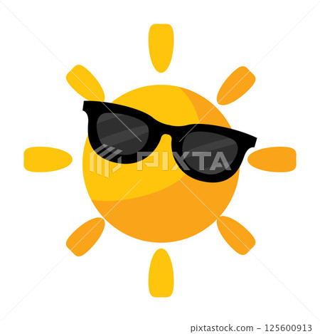 Sun icon with sunglasses. Vector 125600913