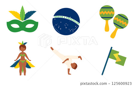 Traditional Brazil symbol icons. Vector 125600923