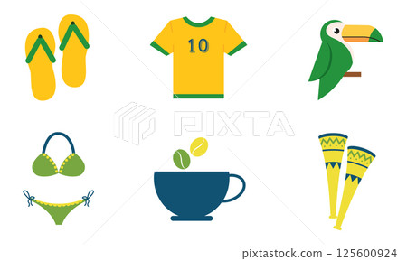 Brazil fun icon variety pack. Vector 125600924