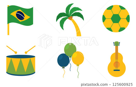 Minimal Brazilian identity icons. Vector Minimal Brazilian identity icons. Vector 125600925