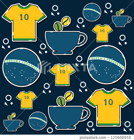 Brazil pride shirts and coffee. Vector 125600938