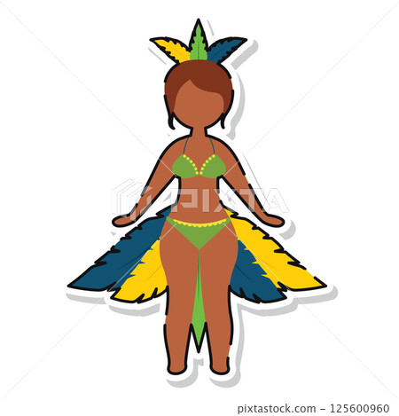 Brazilian dancer in costume. Vector 125600960