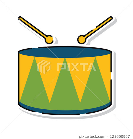 Colorful carnival snare drum. Vector Colorful carnival snare drum. Vector 125600967