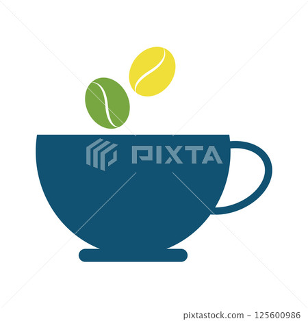 Coffee cup with beans above. Vector Coffee cup with beans above. Vector 125600986