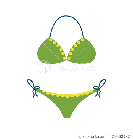 Green bikini with yellow trim. Vector Green bikini with yellow trim. Vector 125600987