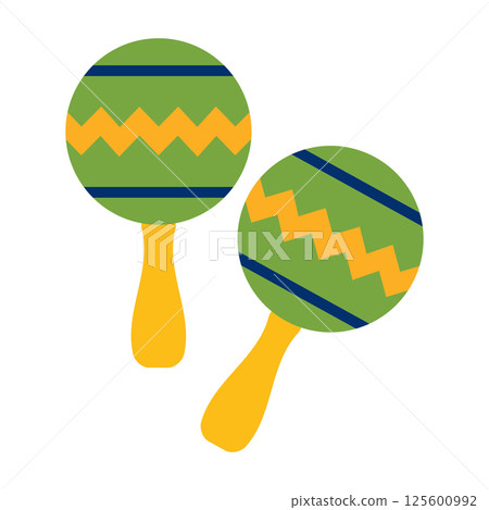 Green and yellow maracas pair. Vector Green and yellow maracas pair. Vector 125600992
