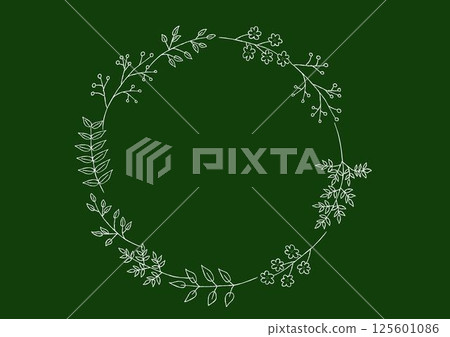 Stylish botanical frame drawn with chalk on a blackboard Stylish botanical frame drawn with chalk on a blackboard 125601086