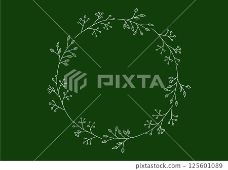 Stylish botanical frame drawn with chalk on a blackboard 125601089
