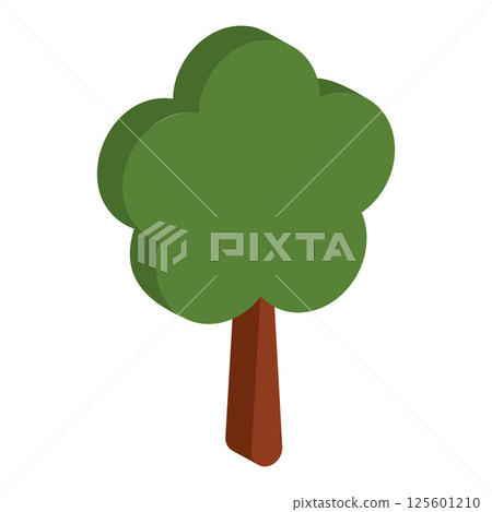 Cartoon style green tree. Vector 125601210