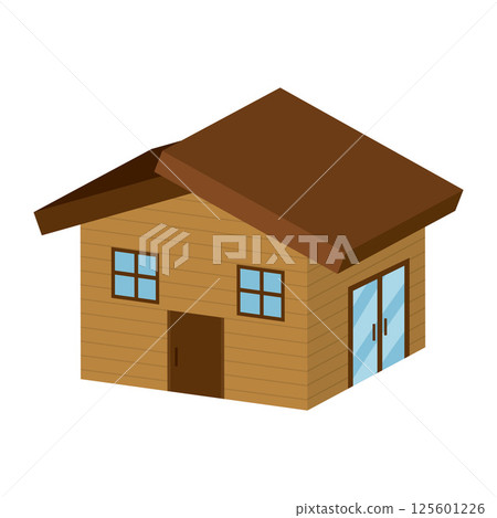 Simple house with colored roof. Vector 125601226