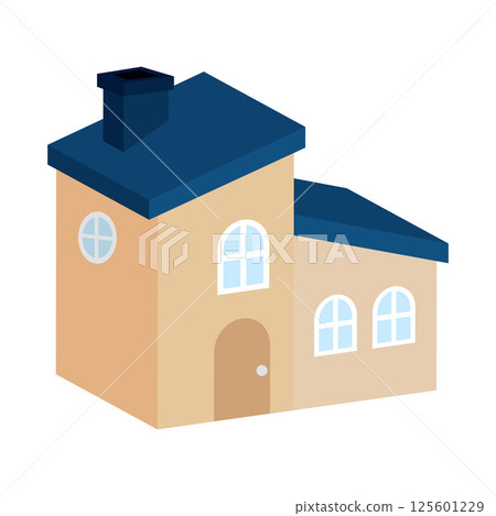 Simple house with colored roof. Vector 125601229
