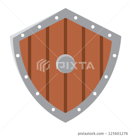 Ancient wooden shield symbol. Vector Ancient wooden shield symbol. Vector 125601276