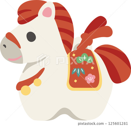 新年卡2026年泥鈴十二生肖馬馬年可愛裝飾插畫素材 新年卡2026年泥鈴十二生肖馬馬年可愛裝飾插畫素材 125601281
