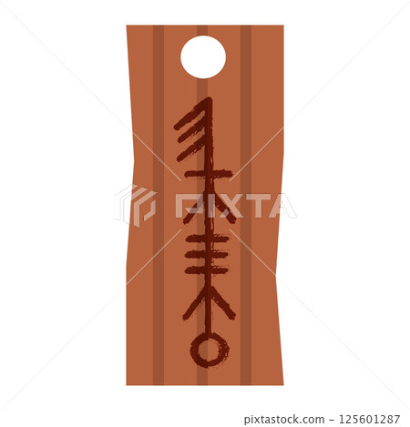 Ancient wooden shield symbol. Vector 125601287