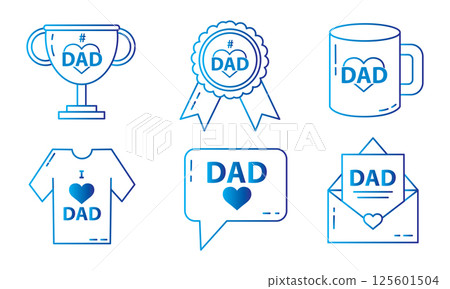Dad icons trophy shirt mail. Vector Dad icons trophy shirt mail. Vector 125601504