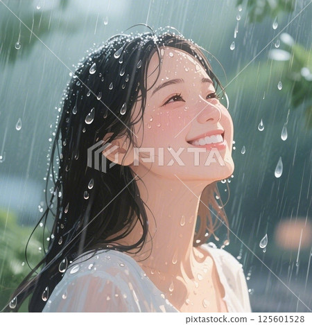 雨中微笑的女人 雨中微笑的女人 125601528