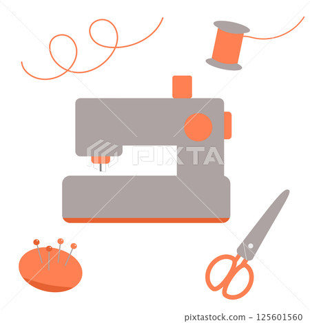 Cute sewing and needlework set icons Cute sewing and needlework set icons 125601560