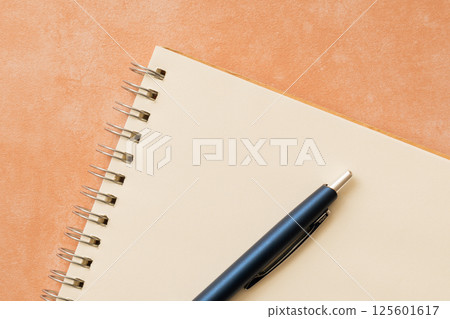 Notepad and ballpoint pen 125601617